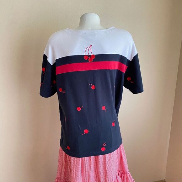 Vintage Bechamel L Blouse with Ice Cream Cones and Cherries Embroidered Beaded - Picture 2 of 10